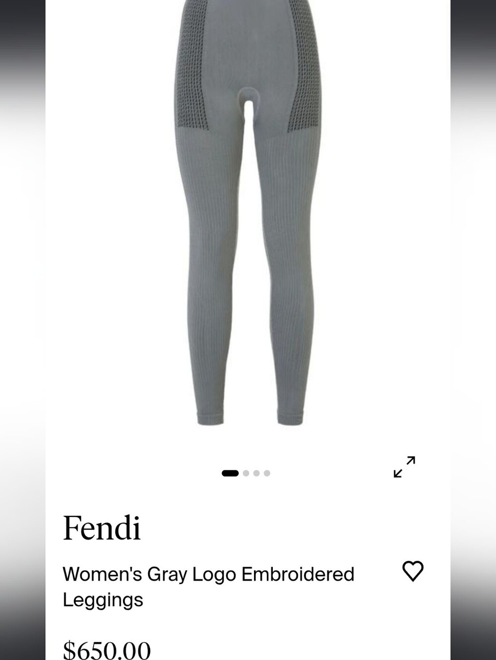 Fendi FF Logo Grey High Waist Legging